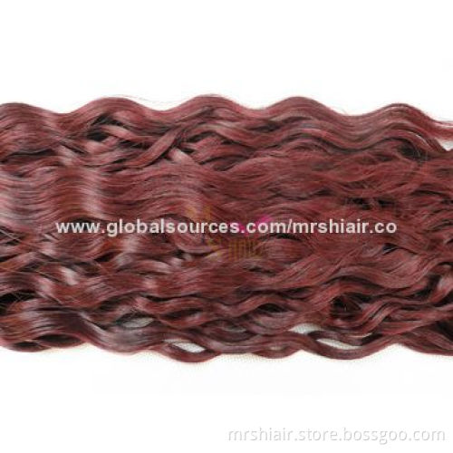 24-Inch Color 99J Water Wave Malaysian Hair Weave